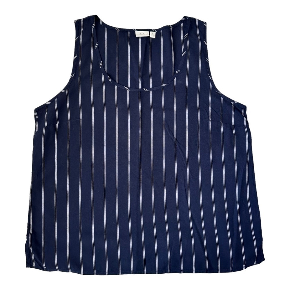 Democracy Blue/White Pinstripe Sleeveless Top Size L NWOT - Picture 4 of 7